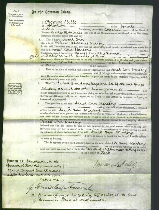 Court of Common Pleas - Sarah Ann Harding