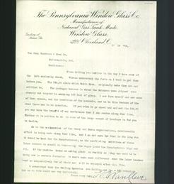 Letterhead - The Pennsylvania Window Glass Co.
