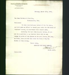 Letterhead -American Tin Plate Company