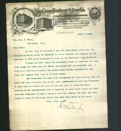 Letterhead - Van Camp Hardware & Iron Co.