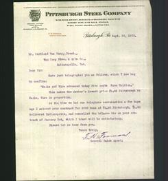 Letterhead - Pittsburgh Steel Company
