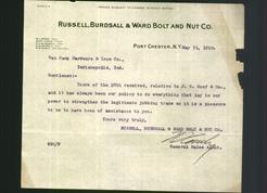Letterhead - Russell, Burdsall & Ward Bolt and Nut Co.