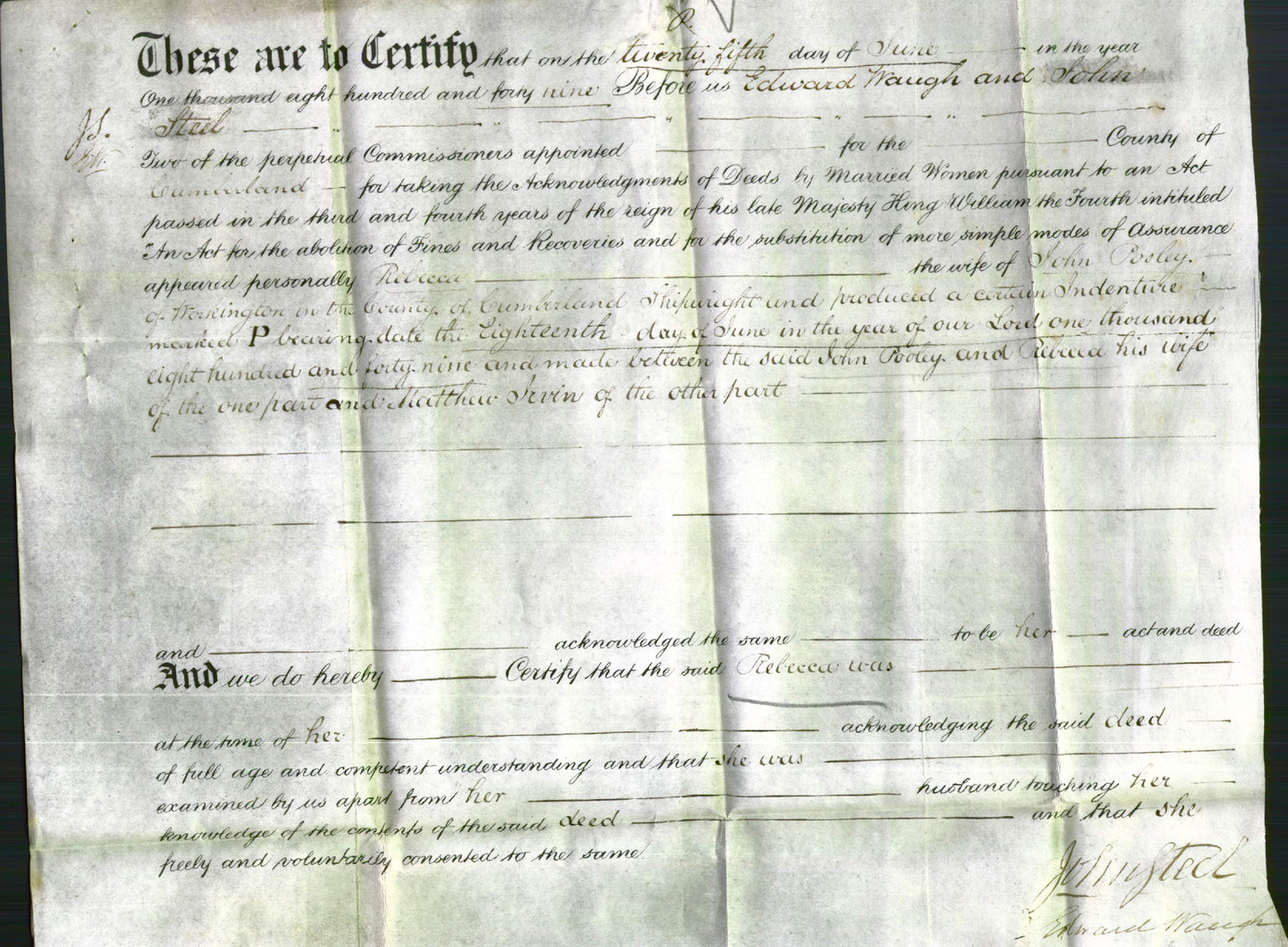 Deed by Married Women - Rebecca Pooley-Original Ancestry