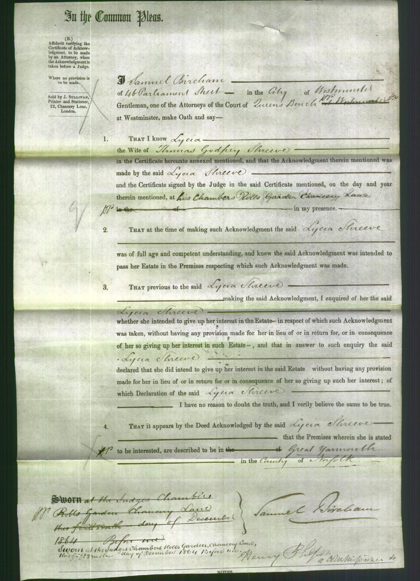 Court of Common Pleas - Lydia Shreeve