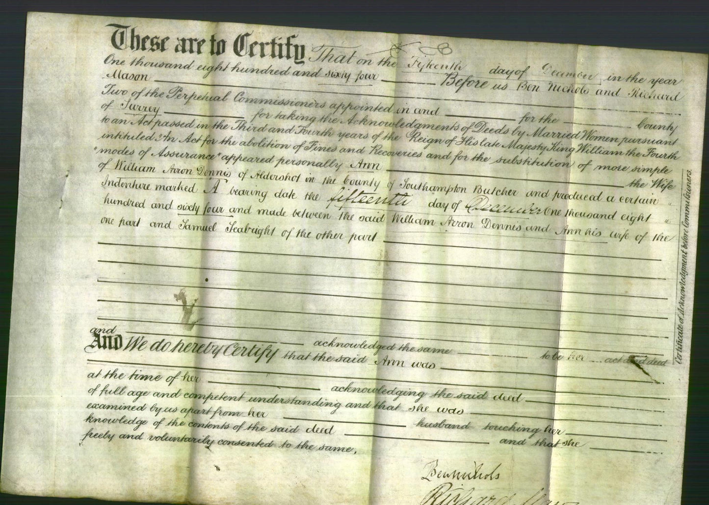 Deed by Married Women - Ann Dennis