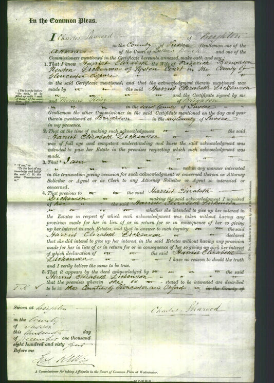 Court of Common Pleas - Harriet Elizabeth Dicksinson