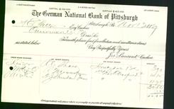 Bank Letterhead - German National Bank of Pittsburgh