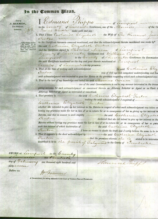 Court of Common Pleas - Catherine Elizabeth Fenton-Original Ancestry