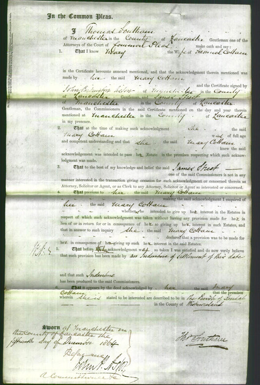 Court of Common Pleas - Mary Cottam