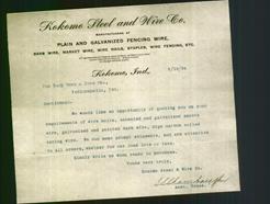 Letterhead - Kokomo Steel and Wire Co.