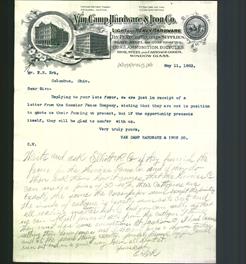 Letterhead - Van Camp Hardware & Iron Co.