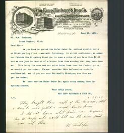 Letterhead - Van Camp Hardware & Iron Co.