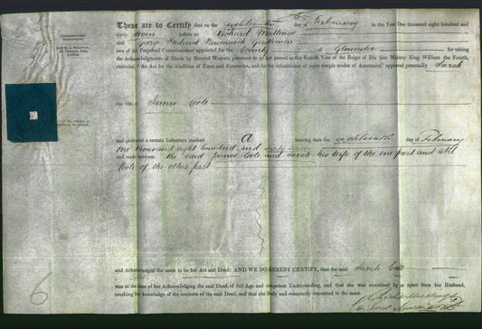 Deed by Married Women - Sarah Coole-Original Ancestry