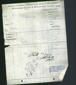 Letterhead - Westinghouse Electric & Manufacturing Company.