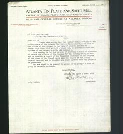 Letterhead - The Atlanta Tin Plate and Sheet Mill