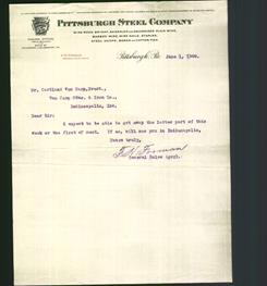 Letterhead - Pittsburgh Steel Company