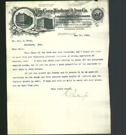 Letterhead - Van Camp Hardware & Iron Co.