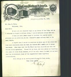 Letterhead - Van Camp Hardware & Iron Co.