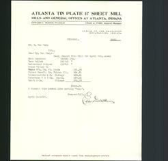 Letterhead - The Atlanta Tin Plate and Sheet Mill