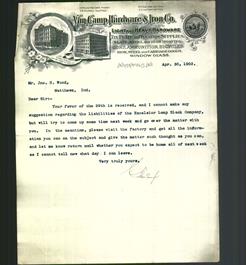 Letterhead - Van Camp Hardware & Iron Co.