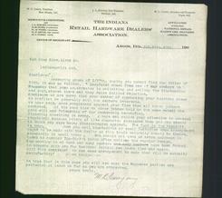 Letterhead - The Indiana Retail Hardware Dealers' Association