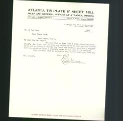 Letterhead - The Atlanta Tin Plate and Sheet Mill