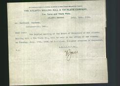 Letterhead - The Atlanta Rolling Mill & Tin Plate Company