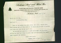 Letterhead - Kokomo Steel and Wire Co.