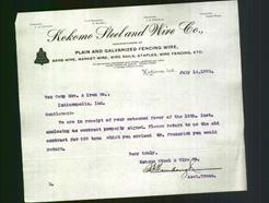 Letterhead - Kokomo Steel and Wire Co.