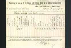 Letterhead - Requisition of Issue of U.S. Ordnance and Ordnance Stores to the Indiana National Guard