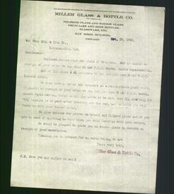 Letterhead - Miller Glass & Bottle Co.