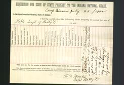 Letterhead - Requisition of Issue of U.S. Ordnance and Ordnance Stores to the Indiana National Guard