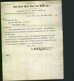 Letterhead - The 4000 Acre Zinc and Lead Co.