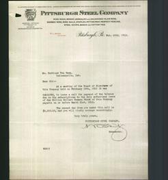 Letterhead - Pittsburgh Steel Company