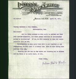 Letterhead - Indiana Steel And Wire Co.