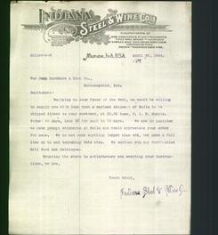Letterhead - Indiana Steel And Wire Co.