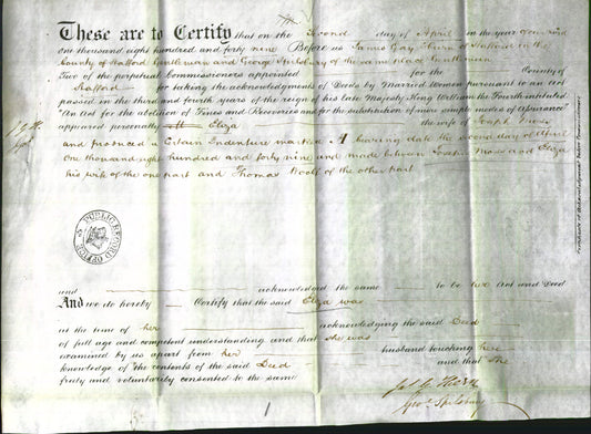 Deed by Married Women - Eliza Moss-Original Ancestry