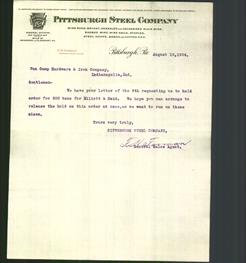 Letterhead - Pittsburgh Steel Company