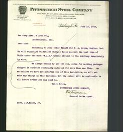 Letterhead - Pittsburgh Steel Company