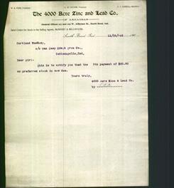 Letterhead - The 4000 Acre Zinc and Lead Co.