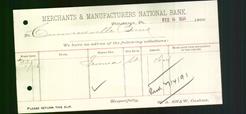 Bank Letterhead - Merchants & Manufacturers National Bank