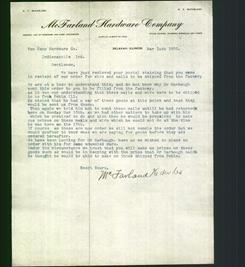 Letterhead - McFarland Hardware Company,