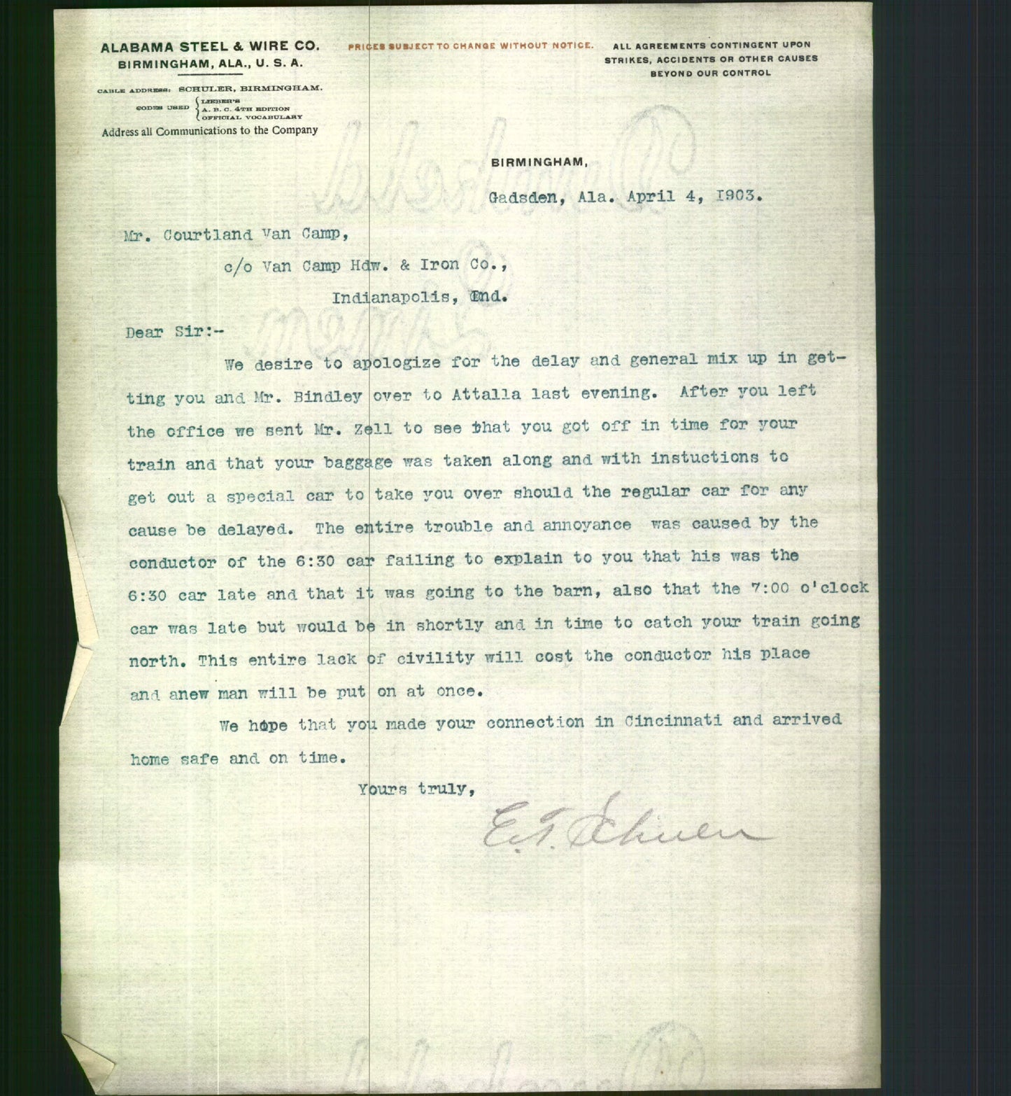 Letterhead - Alabama Steel And Wire Co.