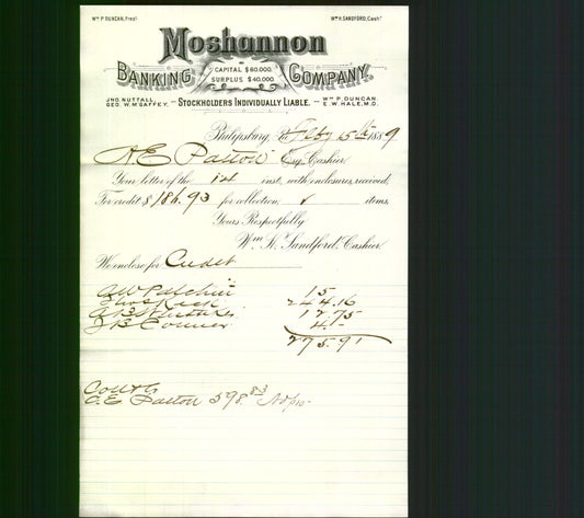 Bank Letterhead - Moshannon Banking Company