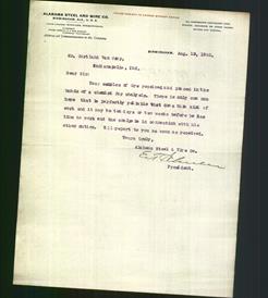 Letterhead - Alabama Steel And Wire Co.