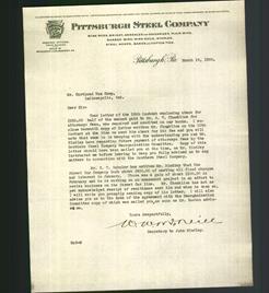Letterhead - Pittsburgh Steel Company