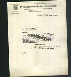 Letterhead - Pittsburgh Steel Company