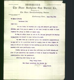 Letterhead - The Star Acetylene Gas Burner Co.