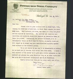 Letterhead - Pittsburgh Steel Company