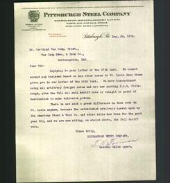Letterhead - Pittsburgh Steel Company